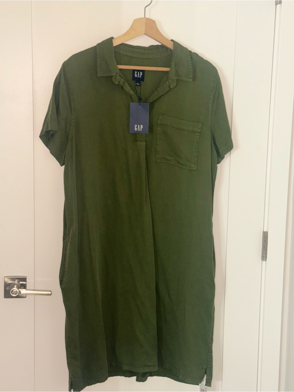 GAP Olive Green Collared Short Sleeve Shirt Dress